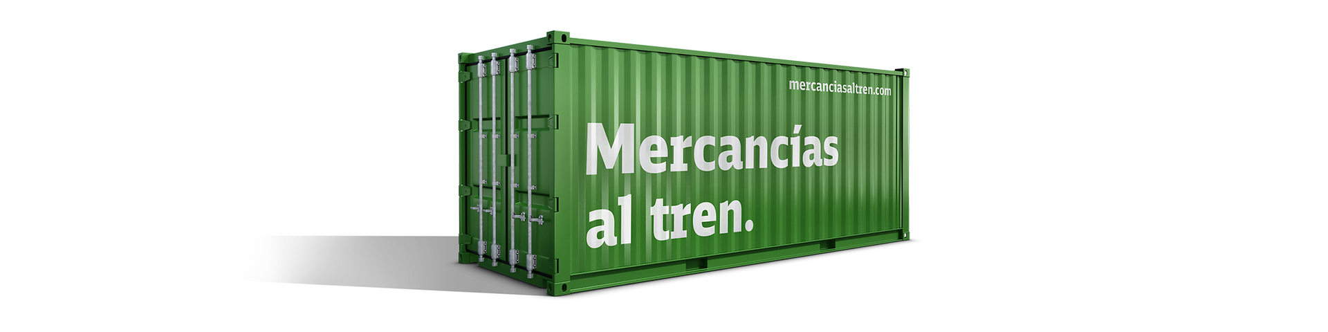 Cuadro con recipiente verde y la inscripción "Mercancias al tren".